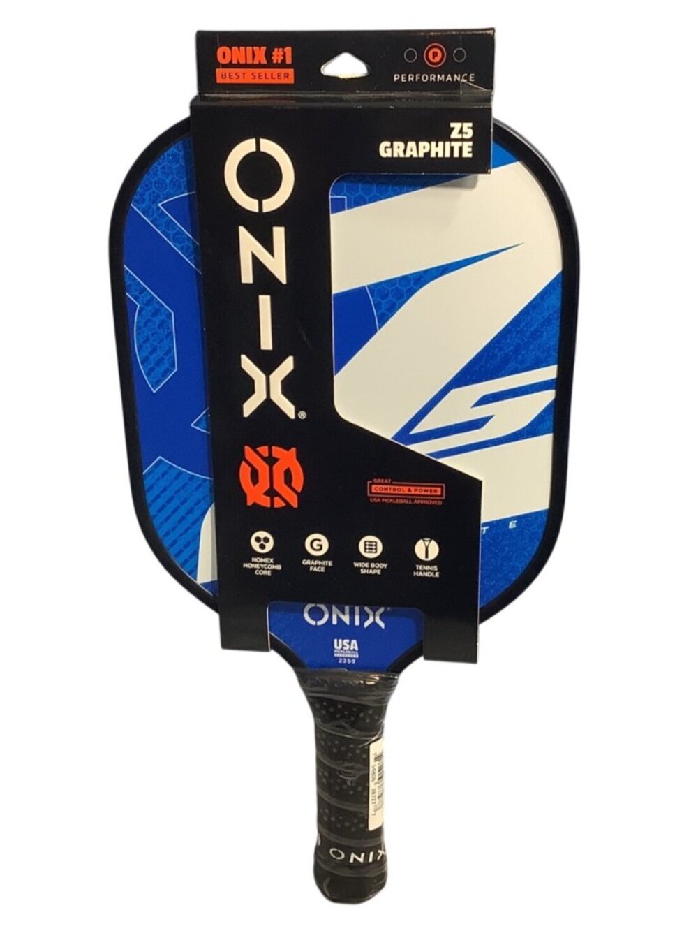 ONIX Z5 Graphite Pickleball Paddle Wide Body Lightweight USA Approved Blue White